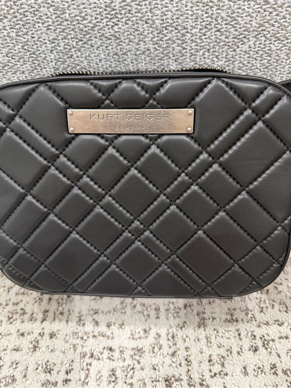 Kurt Geiger Black Quilted Camera Crossbody Bag